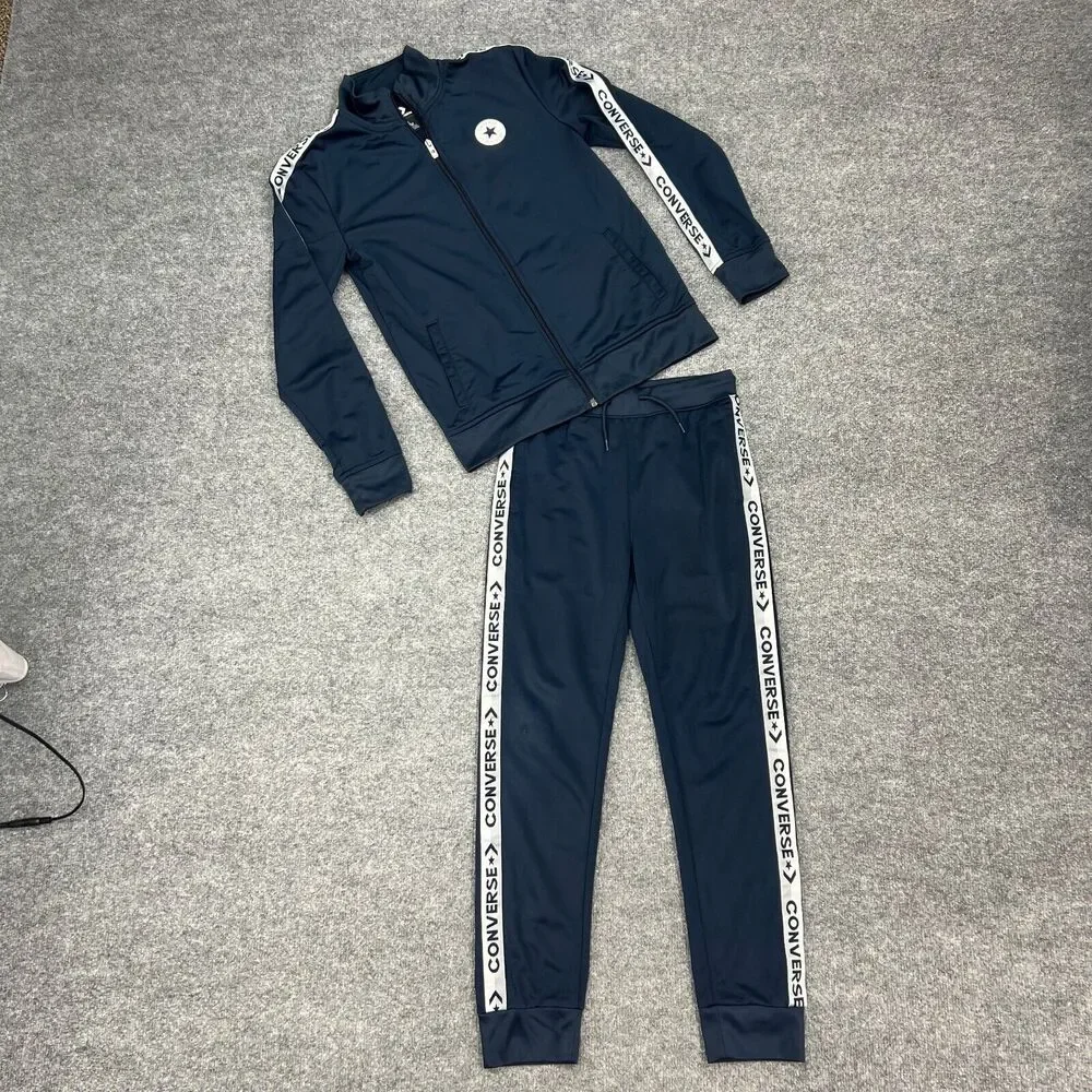 Converse Tracksuit Youth Boys M/L Medium/Large Navy Full Zip Skater Set *READ